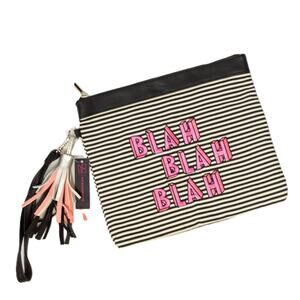XL Makeup Cosmetic Travel Bag NO BOUNDARIES Black White Pink NWT
